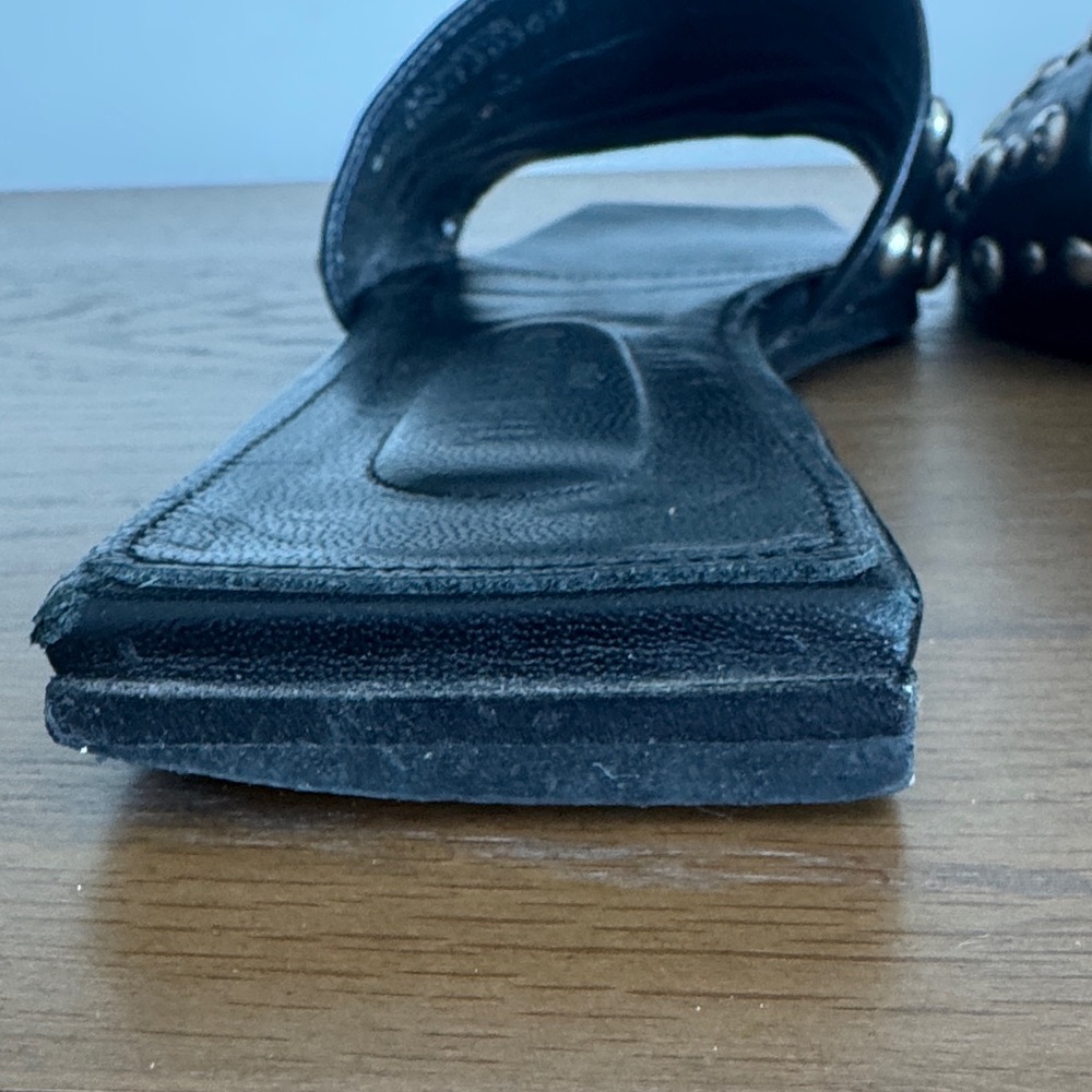 The Kooples Black Studded Leather Sandals - Picture 4 of 8